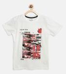 Palm Tree White Camouflage Print Round Neck T Shirt Boys