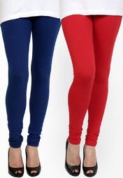 Pannkh Blue/Red Solid Legging Women