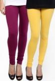 Pannkh Yellow/Purple Solid Legging Women