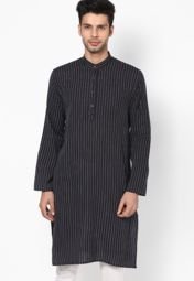 Parikrama Black Color Striped Kurta Men