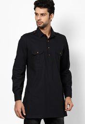 Parikrama Black Pathani Kurta Men