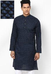 Parikrama Blue Black Long Sleeve Printed Kurta Men