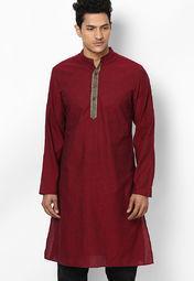 Parikrama Maroon Long Sleeve Printed Kurta Men