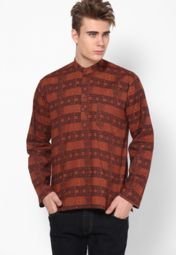 Parikrama Rust Color Printed Kurta Men