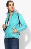 Park Avenue Aqua Blue Solid Winter Jacket Women