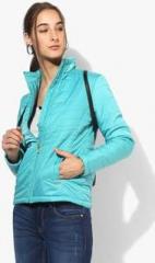 Park Avenue Aqua Blue Solid Winter Jacket women