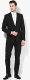 Park Avenue Black Solid Suit Men