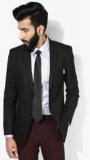 Park Avenue Black Textured Slim Fit Blazer Men