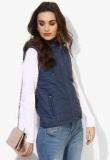 Park Avenue Blue Solid Winter Jacket Women