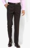 Park Avenue Brown Solid Slim Fit Formal Trouser men