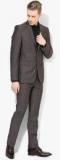 Park Avenue Brown Solid Slim Fit Suit Set Men