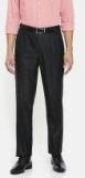 Park Avenue Charcoal Grey Regular Fit Checked Formal Trousers Men