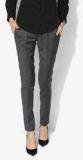 Park Avenue Dark Grey Solid Chinos With Belt women