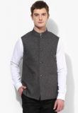 Park Avenue Grey Solid Waist Coat Men