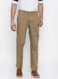 Park Avenue Khaki Tapered Fit Solid Chino Trousers men