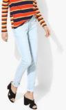 Park Avenue Light Blue Solid Mid Rise Skinny Fit Jeans women