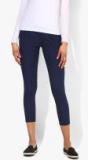 Park Avenue Navy Blue Slim Fit Solid Regular Trouser Women