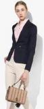 Park Avenue Navy Blue Solid Fitted Blazer Women