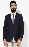 Park Avenue Navy Blue Solid Slim Fit Blazer Men