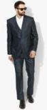 Park Avenue Navy Blue Solid Slim Fit Single Breasted Party Suit Men