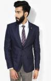 Park Avenue Navy Blue Textured Slim Fit Blazer Men