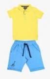 Parrot Crow Yellow Solid Shorts Set Boys