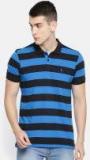 Parx Blue Striped Polo Collar T Shirt Men