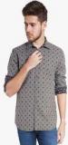 Parx Grey Printed Slim Fit Casual Shirt Men