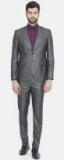 Parx Grey Self Design Urban Fit Single Breasted Formal Suit Men