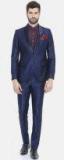 Parx Navy Blue Solid Urban Fit Tuxedo Suit Men