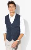 Parx Navy Blue Solid Waistcoat men