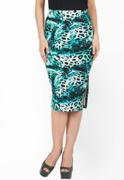 Peacot Green Animal Pencil Skirt Women