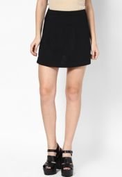 Peacot Solid Black Skirt Women