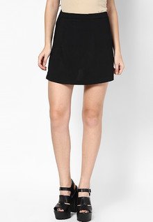 Peacot Solid Black Skirt women