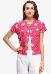 Pehraan Pink Printed Shrug Women