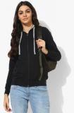 People Black Solid Sweat Jacket Women