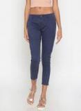 People Blue Regular Fit Solid Chinos Women