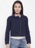 People Blue Solid Corduroy Tailored Jacket Women