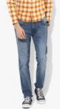 People Blue Washed Mid Rise Slim Fit Jeans Men