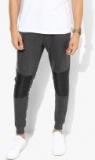 People Grey Solid Slim Fit Joggers Men