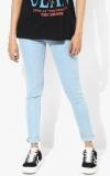 People Light Blue Solid Mid Rise Skinny Fit Jeans women