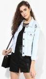 People Light Blue Solid Summer Jacket women