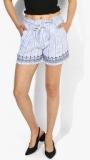 People Light Blue Striped Shorts women