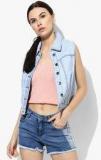 People Light Blue Washed Summer Jacket Women