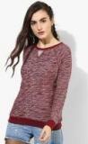 People Maroon Textured Sweater Women