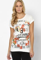 People Off White Floral Print Graphic Tee Women