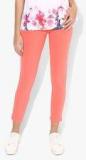 People Peach Solid Jeggings Women