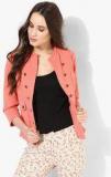 People Peach Solid Summer Jacket Women