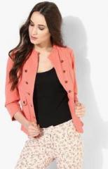 People Peach Solid Summer Jacket women