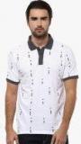 People White Printed Polo Collar T Shirt Men